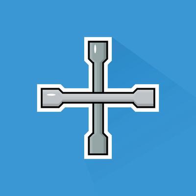 Illustration of Car Tire Wrench in Flat Design