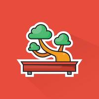 Illustration of Bonsai Tree in Flat Design vector