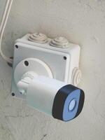 digital security system. monitoring camera equipment in office. building control technology. photo