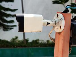 digital security system. monitoring camera equipment in office. building control technology. photo