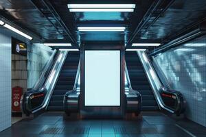 escalator billboard mockup photo