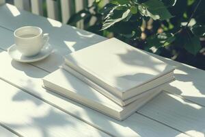Notepads cover mockup, on bench photo