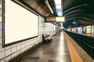 display blank clean screen or signboard mockup for offers or advertisement in public area photo