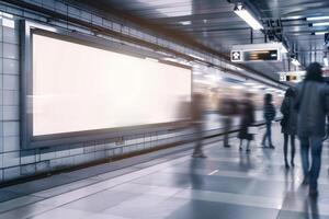 Billboard mockup on subway station. photo
