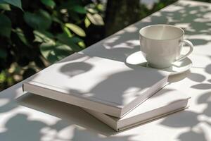 Notepads cover mockup, on bench photo