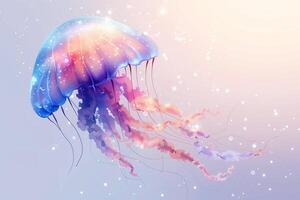 Illustration of a colourful jellyfish photo