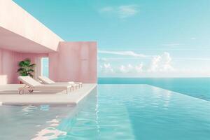 swimming pool with sun lounger photo