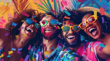 A group of people wearing sunglasses and smiling for a photo