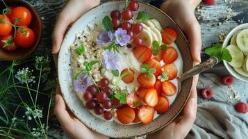 Healthy Daily Routine Enjoying Collagen Gummies with Breakfast photo