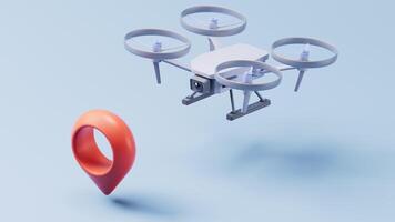 A drone flying to a position mark, 3d rendering. video