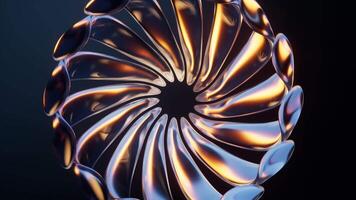 Abstract transparent glass flower with neon light, 3d rendering. video