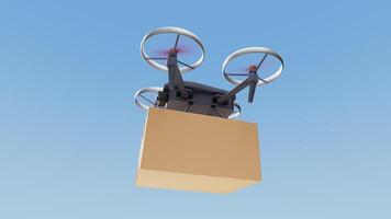 Realistic drone carrying the box, 3d rendering. video