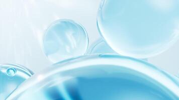 Transparent blue bubbles background, 3d rendering. video