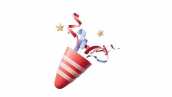 Decorative paper fireworks cone with alpha channel, 3d rendering. video