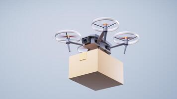 Realistic drone carrying the box, 3d rendering. video