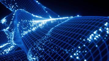 Abstract curve geometry with flowing particles, 3d rendering. video
