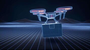 Drone with futuristic digital structure, 3d rendering. video