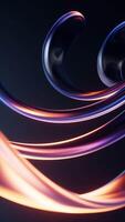 Abstract transparent glass flower with neon light, 3d rendering. video