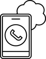 Cloud Based Calling Line Icon vector