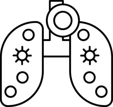 icono de línea de pulmones vector