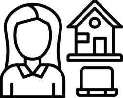 Work At Home Line Icon vector