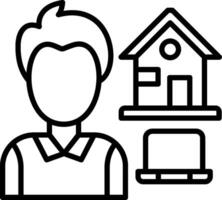 Work At Home Line Icon vector