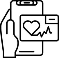 Heart Rate App Line Icon vector