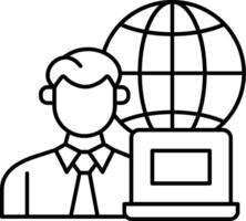 Remotely Working Line Icon vector