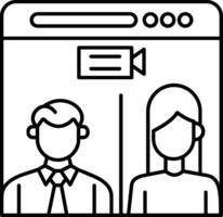 Web Conference Line Icon vector