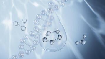 DNA and molecular structure, skincare and biomedical concept, 3d rendering. video