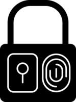 Fingerprint Lock Glyph Icon vector