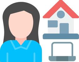 Work At Home Flat Icon vector