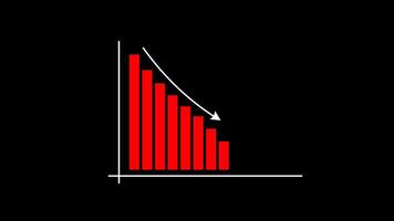 Graph Going down. Decline Failure Decreasing Bar Graph, Business loss Graph. Alpha Channel Transparent Background. 4K Resolution video