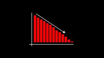 Graph Going down. Decline Failure Decreasing Bar Graph, Business loss Graph. Alpha Channel Transparent Background. 4K Resolution video