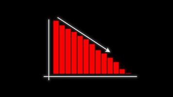 Graph Going down. Decline Failure Decreasing Bar Graph, Business loss Graph. Alpha Channel Transparent Background. 4K Resolution video
