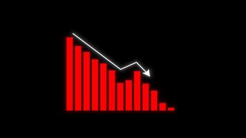 Graph Going down. Decline Failure Decreasing Bar Graph, Business loss Graph. Alpha Channel Transparent Background. 4K Resolution video