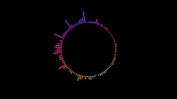 Digital Audio Spectrum Sound Wave Equalizer Effect Animation Alpha Channel Transparent Background. 4K Resolution video