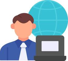 Remotely Working Flat Icon vector