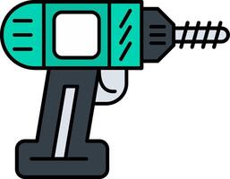 Power Drill Line Filled Icon vector