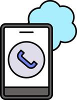 Cloud Based Calling Line Filled Icon vector