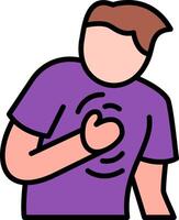 Chest Pain Line Filled Icon vector