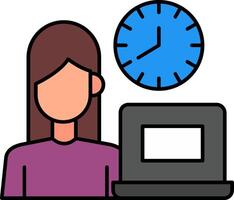 Working Hours Line Filled Icon vector