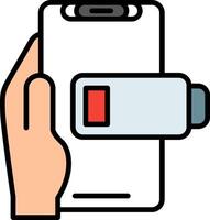 Low Battery Line Filled Icon vector