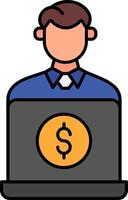 Remote Worker Line Filled Icon vector