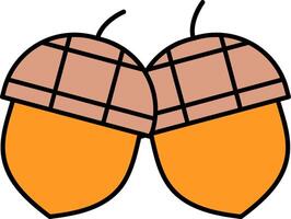 Acorn Line Filled Icon vector