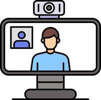 Videocall Line Filled Icon vector