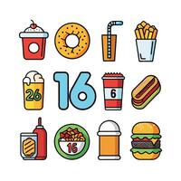 Food and Drink Icon Set Collection for Documents, Websites and Mobile Applications vector