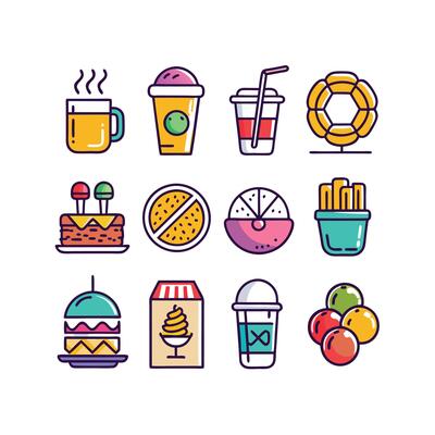Food and Drink Icon Set Collection for Documents, Websites and Mobile Applications