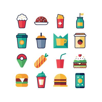 Food and Drink Icon Set Collection for Documents, Websites and Mobile Applications