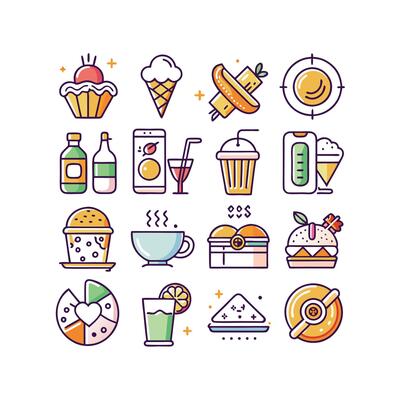 Food and Drink Icon Set Collection for Documents, Websites and Mobile Applications